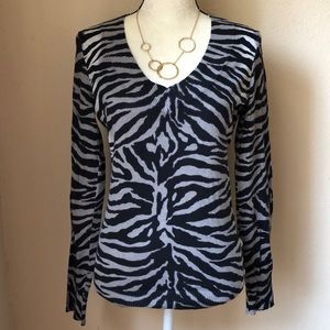 Express V-Neck Animal Print Sweater EUC